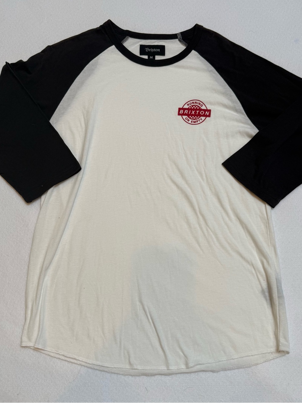 Brixton White Body Black Raglan Sleeve Baseball Tee